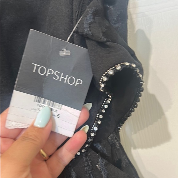 Top Shop Diamante Black Romper with Beaded Accents and side cut outs - Picture 7 of 12